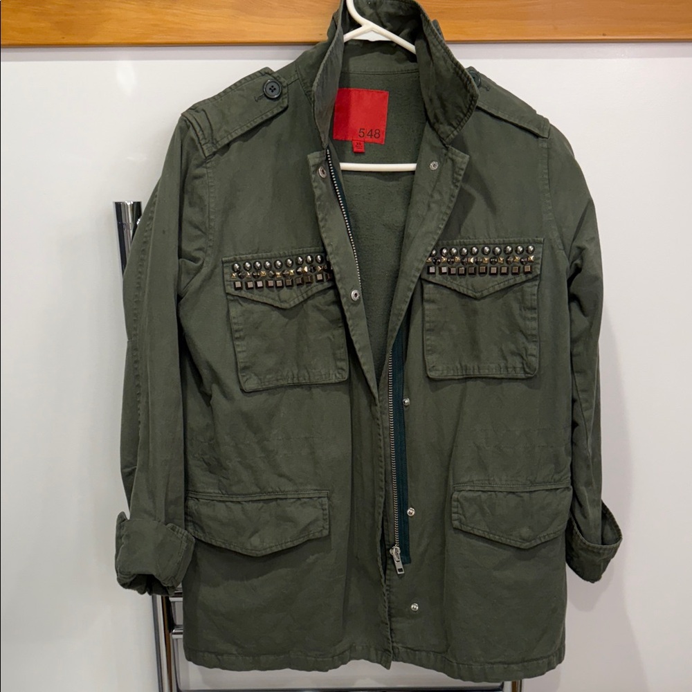 5/48 Olive Studded Military Jacket